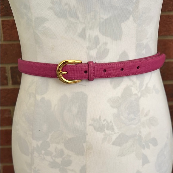 Michael Michael Kors Textured Pink Leather Belt - Picture 2 of 12